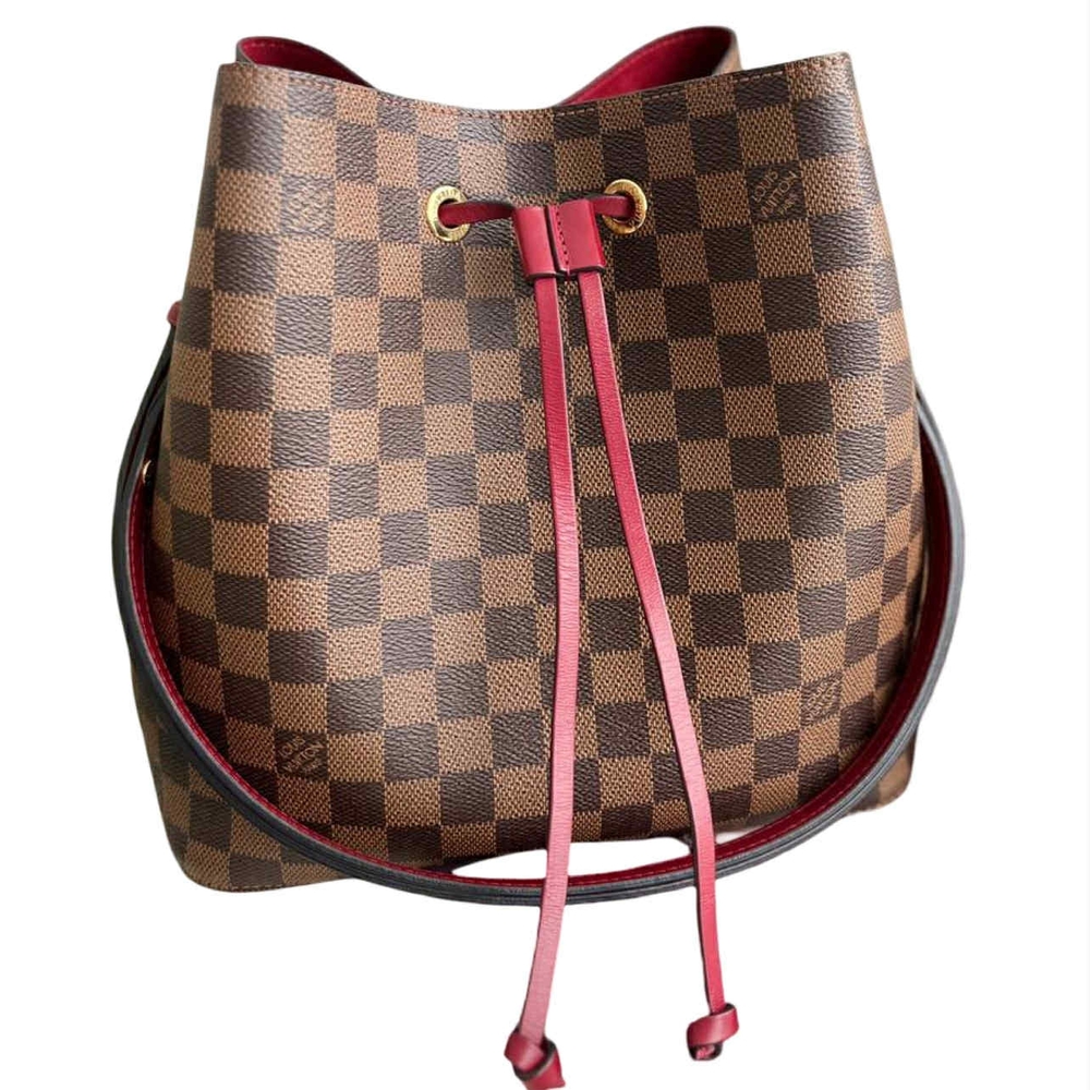 Louis Vuitton Brown and Red Shoulder Bag with Iconic Design